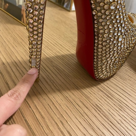 CHRISTIAN LOUBOUTIN Gold Crystal Daffodile straps 160 heels - Picture 16 of 16